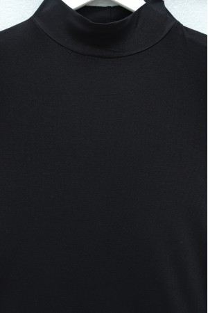 Dik Yaka Sıfır Kol Penye İçlik -Siyah