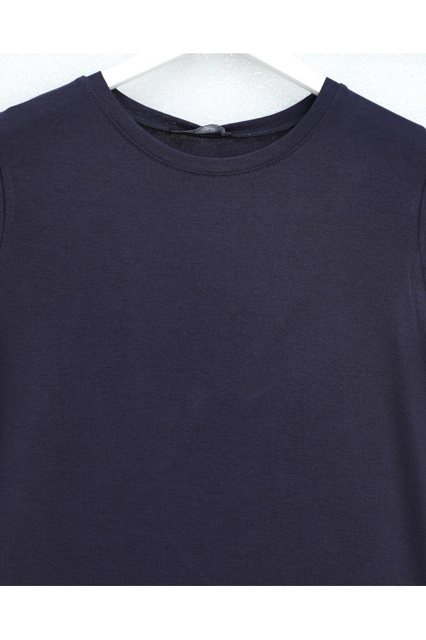 Crew Neck Short Sleeve Cotton Undershirt -Navy blue