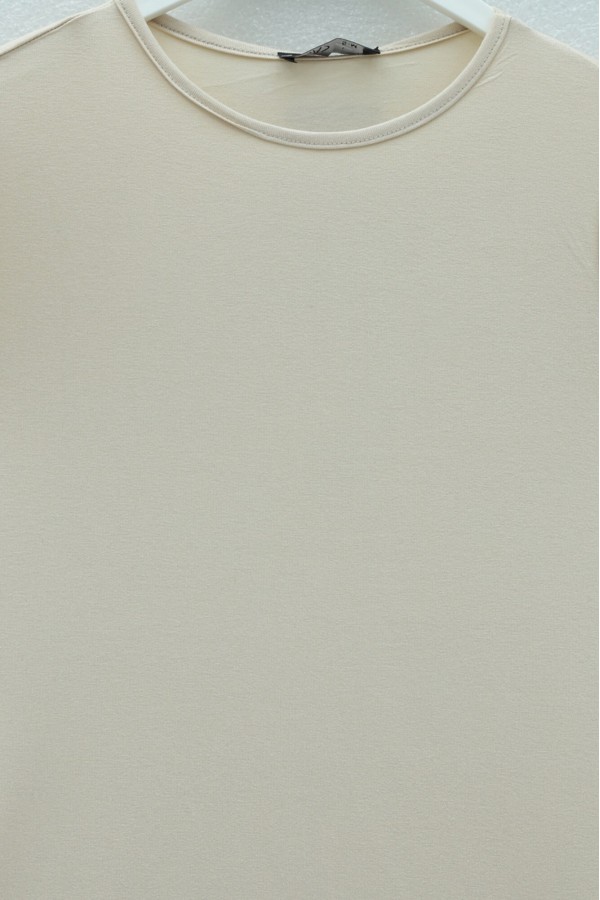 Sleeveless Crew Neck Cotton Undershirt - Beige