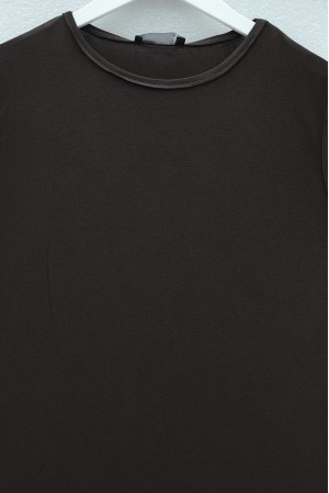 قميص داخلي قطني بدون أكمام برقبة دائرية -بنى