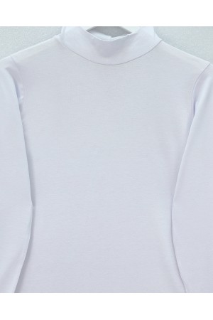 Dik Yaka Uzun Kol İçlik Bluz -Beyaz