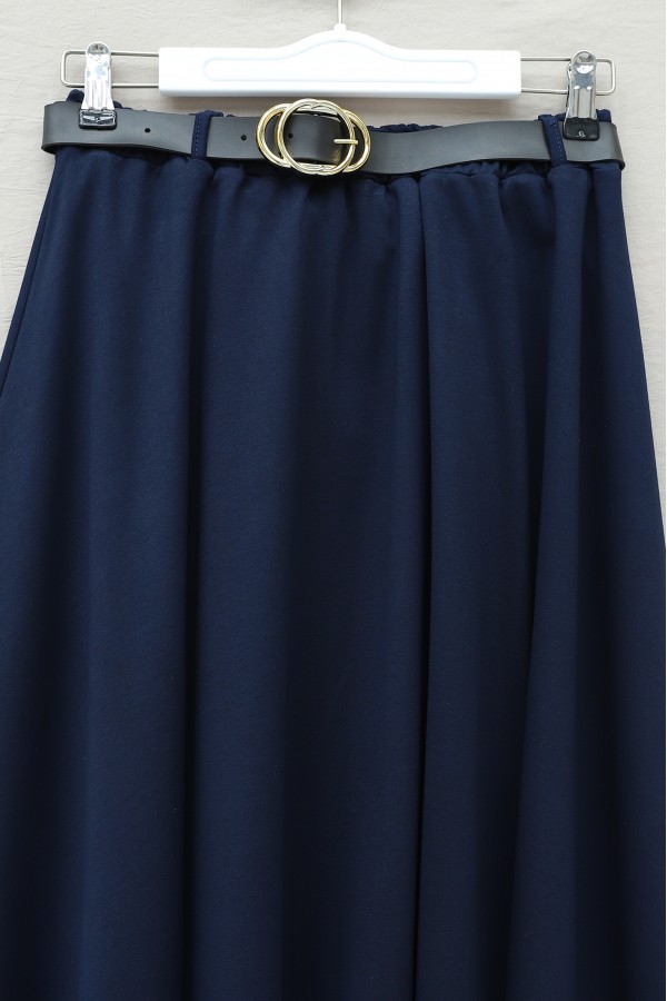 Beli Lastikli Kemerli  Salaş Oyşo Etek -Navy blue