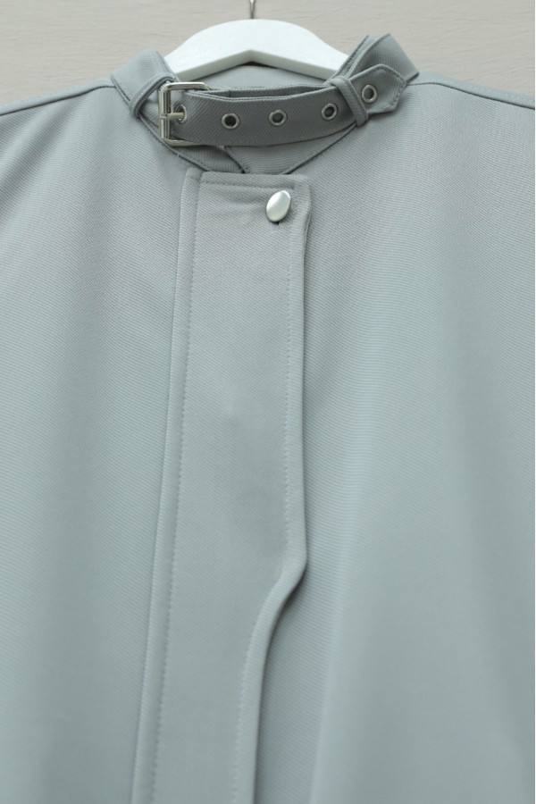 Ocean Style Suit with Belted Collar and Cuff Jacket and Pleated Wide-Leg Trousers - Light grey