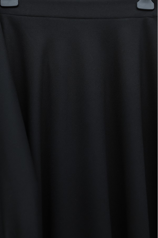 Diagonal Skirt Set with Hidden Button and Scarf Detail -Black