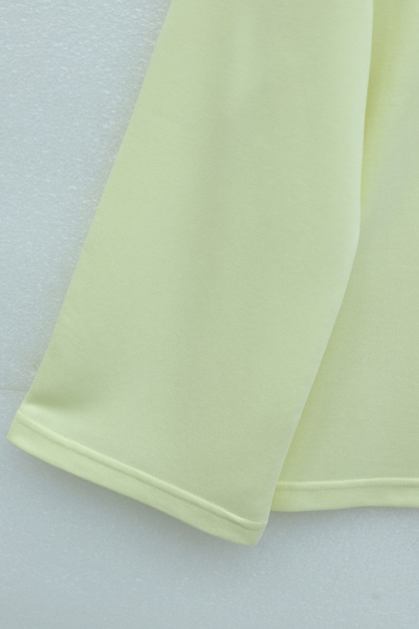 V-Neck Double Layer 2-Thread Cotton Blouse -Light yellow