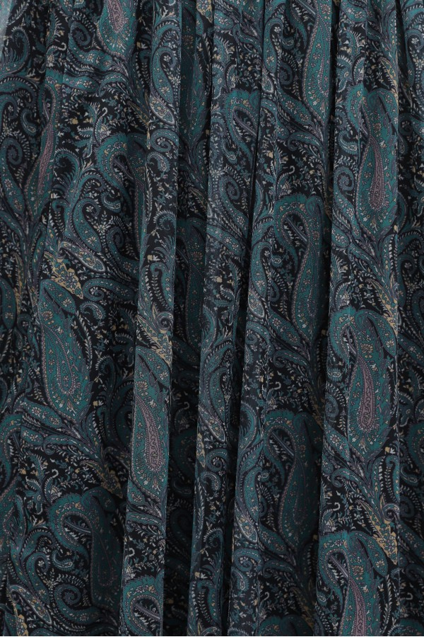 Elasticated Waist Belted Lined Patterned Tulle Skirt  -Oil color