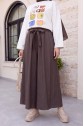 Linen-look skirt/pants with elasticated waist, belt, and pockets. - Soil
