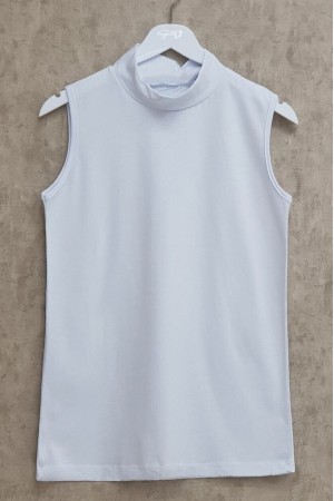 Yarım Boğazlı Sıfır Kol İçlik -Beyaz