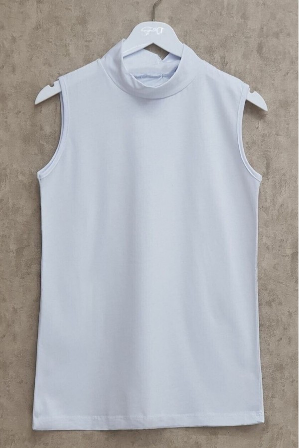 Half Neck Zero Sleeve Underwear -White