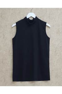 Yarım Boğazlı Sıfır Kol İçlik -Siyah