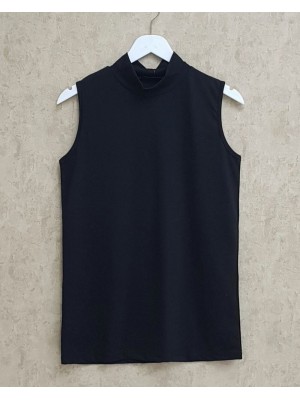 Half Neck Zero Sleeve Underwear -Black