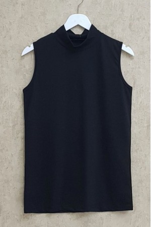 Yarım Boğazlı Sıfır Kol İçlik -Siyah