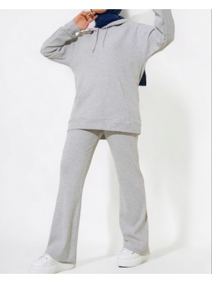 Kapşonlu Kanguru Cepli Fitilli Takım -Gri