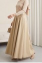Pleated Bondit Skirt with Pockets - Beige