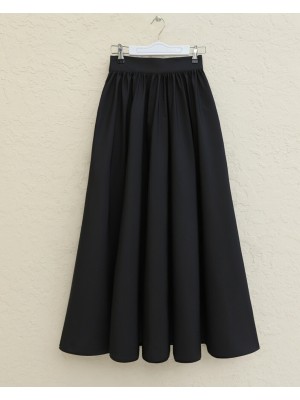 Pleated Bondit Skirt with Pockets -Black