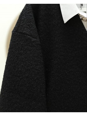 Yandan Bağlamalı Buklet Kimono -Siyah