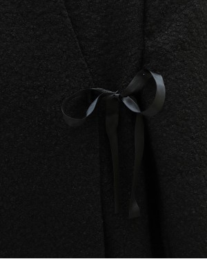 Side Tie Boucle Kimono -Black