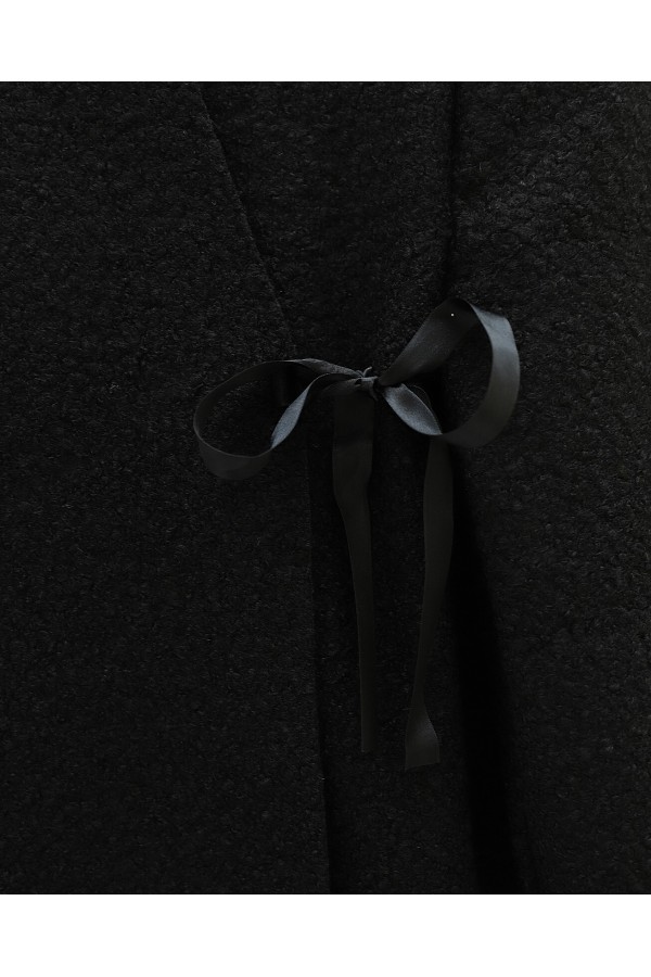 Yandan Bağlamalı Buklet Kimono -Siyah