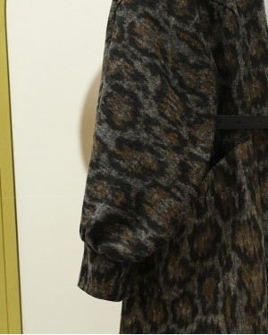 Leopard Patterned Balloon Sleeve Casual Jacket  -Smoked 