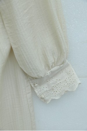 Yakası Ve Beli Bağlamalı Fistolu Astarlı Krinkıl Elbise -Taş