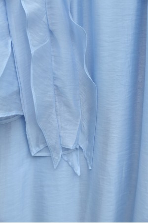Front-tie ruffled, lined, asymmetrical cut Cupra suit -Baby Blue
