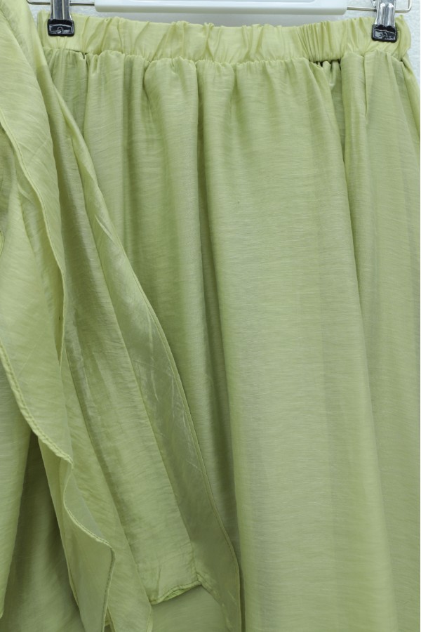 Front-tie ruffled, lined, asymmetrical cut Cupra suit -Cagla Green