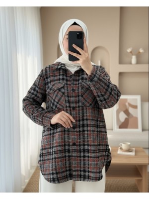 Kapaklı Cepli Tüvit Gömlek -Turuncu