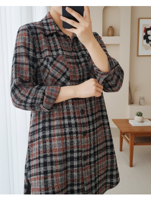 Boydan Düğmeli Çift Cepli Tüvit Gömlek -Turuncu