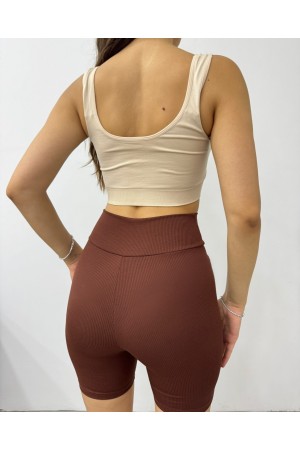 Kalın Askılı Pedli Büstiyer -Krem