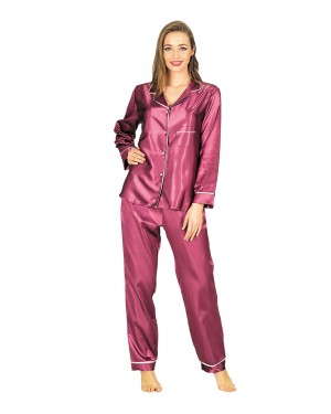 طقم بيجامة ساتان أرجواني 