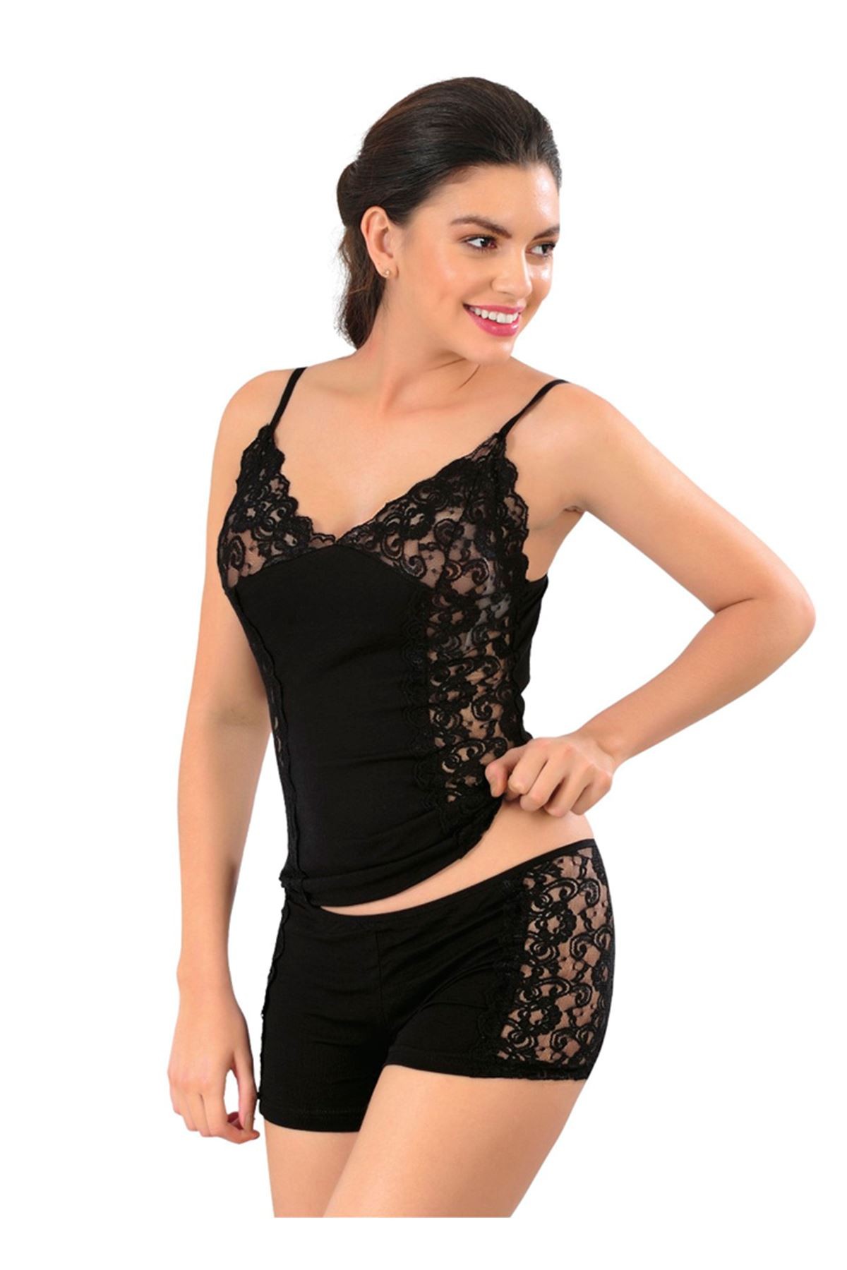 Black Tank Top and Shorts Set 