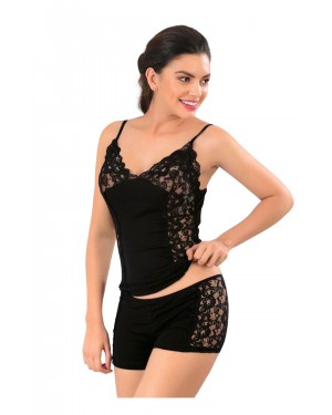 Black Tank Top and Shorts Set 