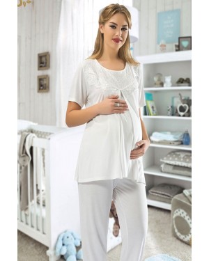 طقم بيجامة للحوامل (بعد الولادة) من إكرو 