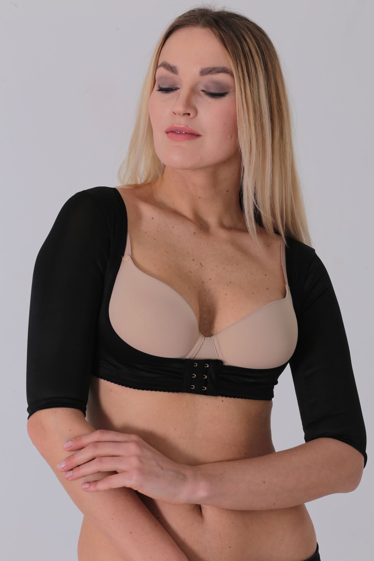 Black Women's Arm and Back Shapewear Corset  detay görseli