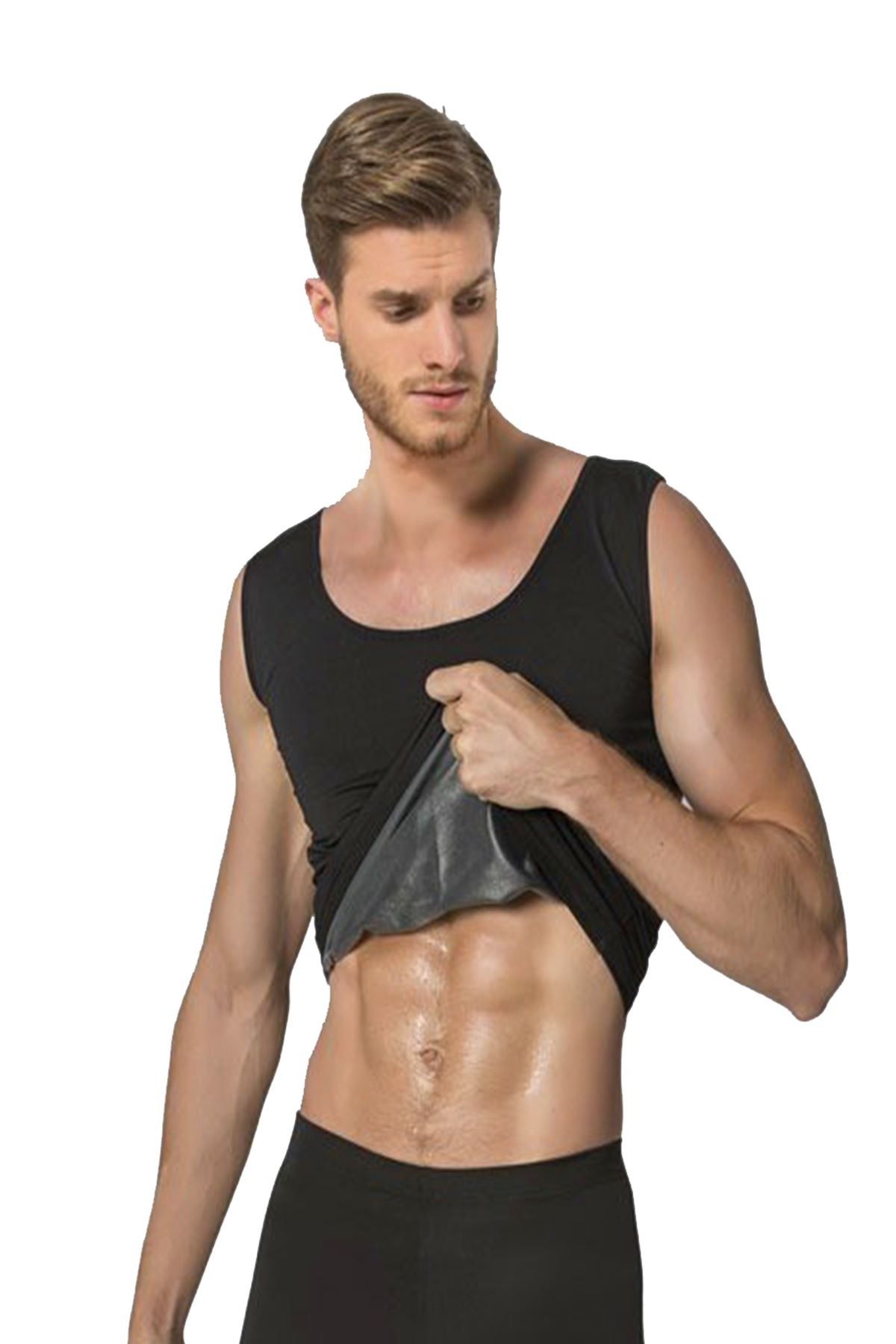 Black Men's Thermal Sauna Tank Top 