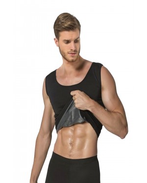 Black Men's Thermal Sauna Tank Top 