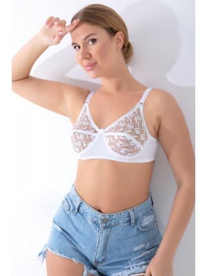 Beyaz Dantelli Toparlayıcı Sütyen - 506