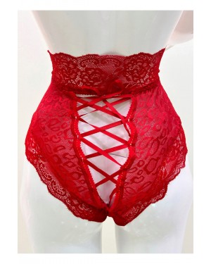 Red Lace High Waist Panties Venus