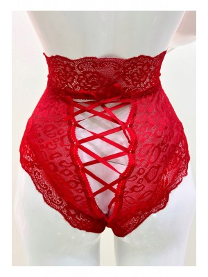 Kırmızı Dantelli Yüksek Bel Külot Venüs-K1011
