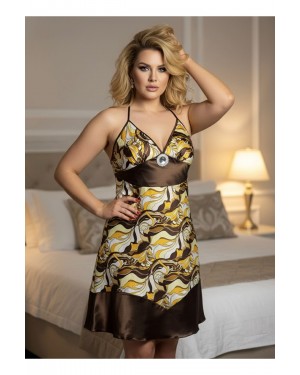 Elegant Patterned Satin Nightgown