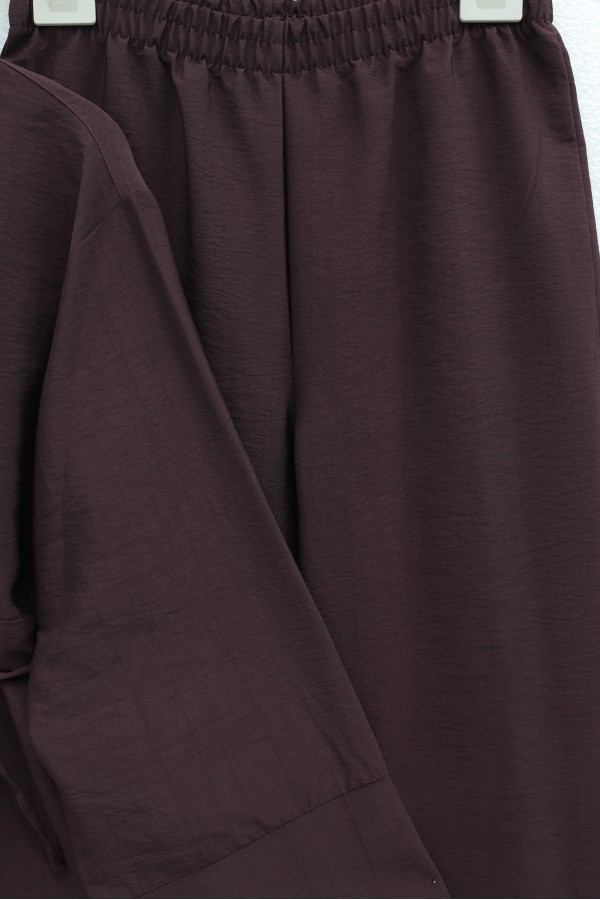 Cupra Suit with Belted Half-Button Trousers -Damson