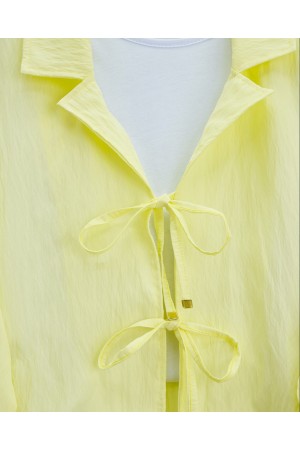 Double-Breasted Double-Laced Skirt Suit -Light yellow