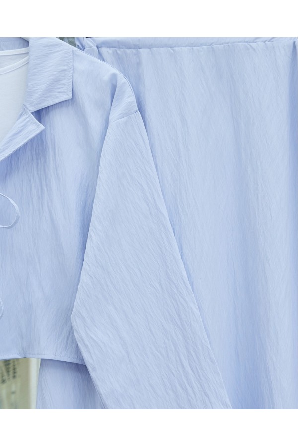 Double-Breasted Double-Laced Skirt Suit -Baby Blue