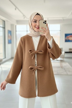 Önü Bağlamalı Sakallı Kimono -Vizon