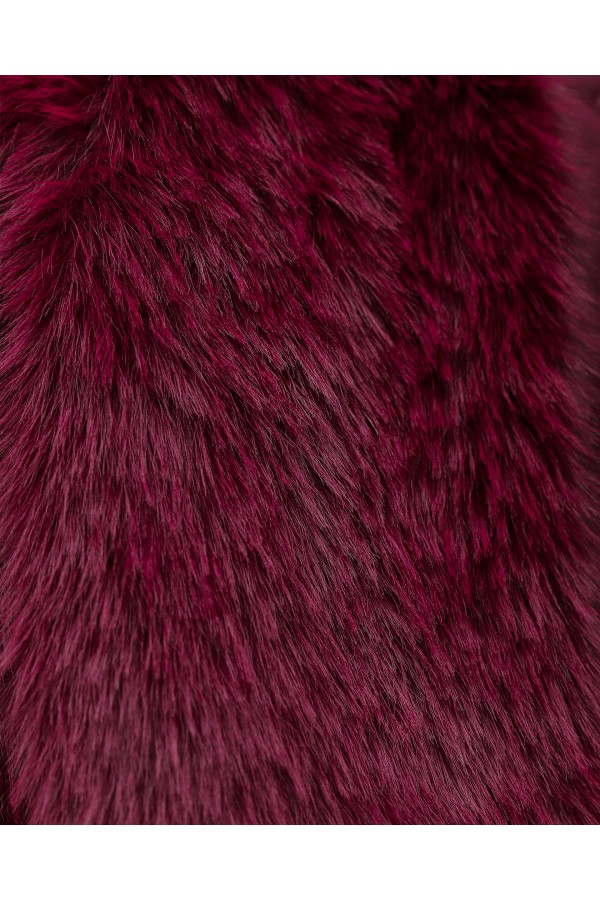 İçi Astarlı Kürklü Kaban -Bordo
