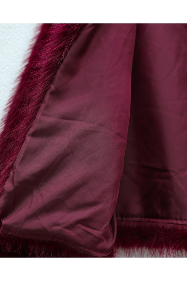 İçi Astarlı Kürklü Kaban -Bordo