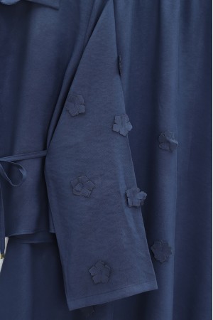 Kolları Ve Eteği Çiçekli Beli Bağcıklı Gömlek Etek İkili Modal Takım  -Laci