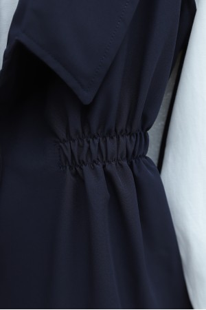 Kruvaze Yaka Beli Lastikli Yelek Pantolon Modal Takım  -Laci