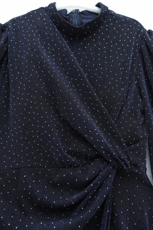 Beli Drapeli Önü Çift Kat Serpme Taş Detaylı Abiye -Laci