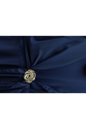 Beli Yandan Bağcıklı Tokalı Saten Abiye -Laci